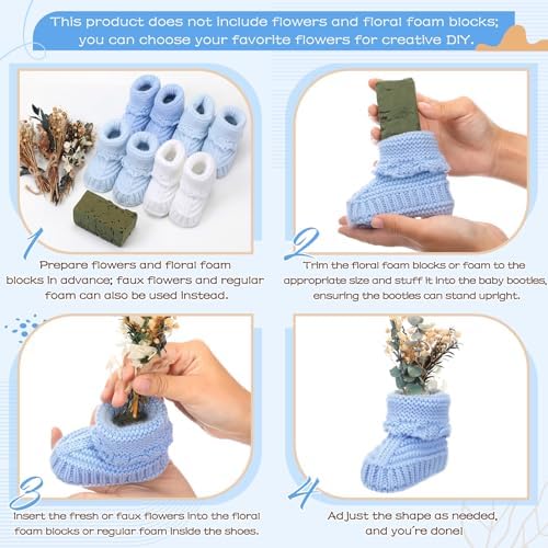Tranqun 4 Sets Baby Booties Centerpiece No Floral DIY,Classic,Blue Ombré - Image 3