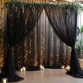 20×10ft Black Tulle Backdrop Curtain with Lights String for Parties, Sheer Photo Backdrop Curtains for Wedding Party Photography Background by WishCare