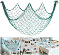 Decorative Fishing Net, 80x40Inch Aqua Fish Net Mermaid Party Decorations by iHansee