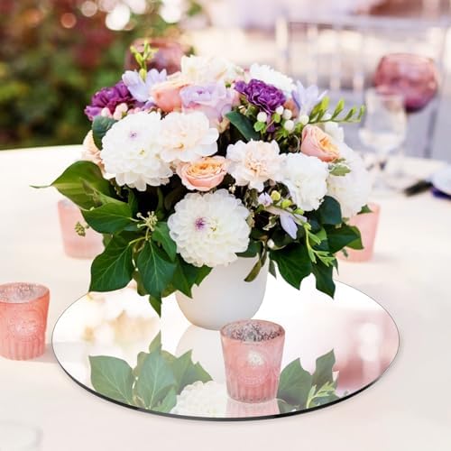Seelenruhe 10" Round Mirrors for Centerpieces for Tables, Round Mirrors Trays Plates for Centerpieces, Wedding Decorations, Baby Shower Party, Christmas Decorations, 2mm, 12 PCS - Image 5