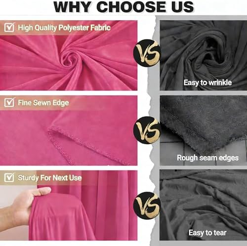 20x12ft Hot Pink Backdrop Curtain Panels for Parties - Wrinkle Free Polyester Photo Curtain Backdrop Wedding Back Drop Fabric Drapes for Party Decorations Background for Photography - Image 6