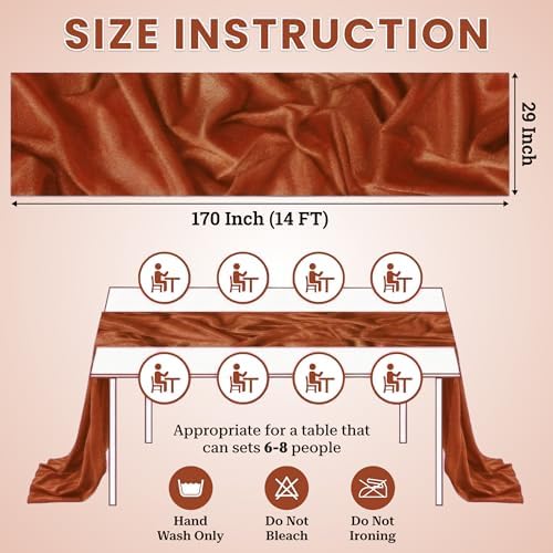 Pack of 5 Chiffon Table Runners 29 x 120 Inch, 14FT Long - Terracotta - Image 3