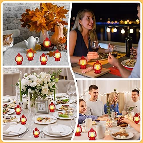 Ferraycle 12 Pcs Mini Lanterns Bulk 4 Inch Red Lamp Table Centerpieces - Image 6