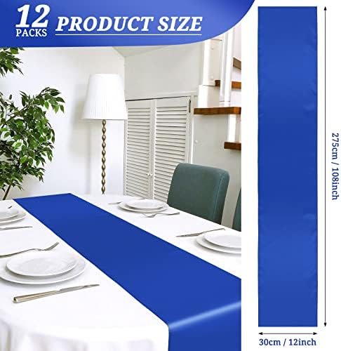 12 Pack Royal Blue Satin Table Runner 12 x 108 Inch Long Premium Table Runners for Wedding Party Events Decoration, Birthday Parties, Banquets Decorations,Graduations, Engagements - Image 2