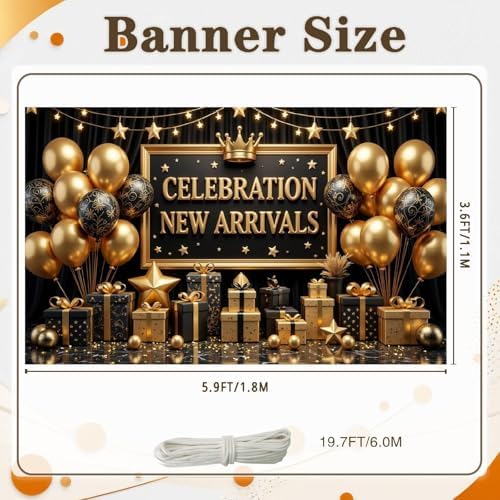 Black Gold Celebration Banner for Grand Opening, Corporate Gala Party Decor - Image 2