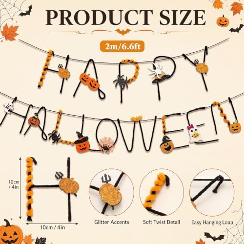 Norme 2pcs Halloween Banner Iron Craft Pumpkin Ghost 6.6 ft Halloween Decor - Image 2