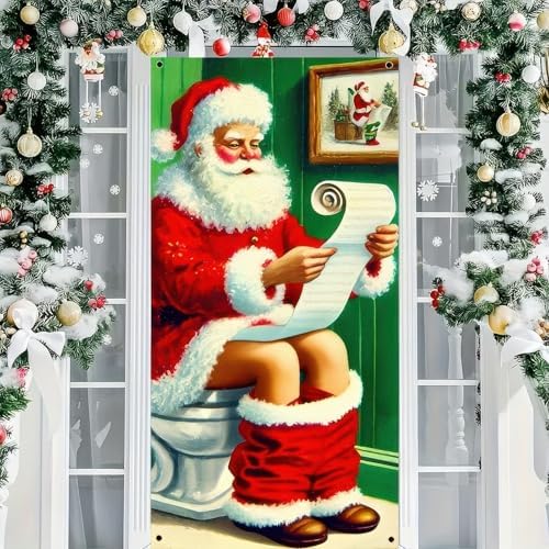 BlissYard Christmas Door Cover Wrapped Boxes Santa 35x71 Inch Polyester - Image 5