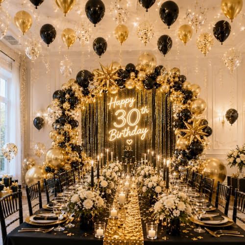 Black and Gold Balloon Garland Arch Kit with Star Balloons - Image 6