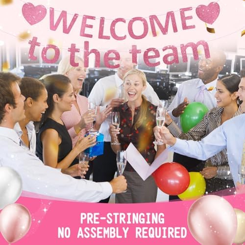 Pre-Strung Glitter Welcome to the Team Banner Welcome Banner Welcome Decorations for Office New Hire Events Corporate Onboarding & Team Building Parties (Rose Gold) - Image 6