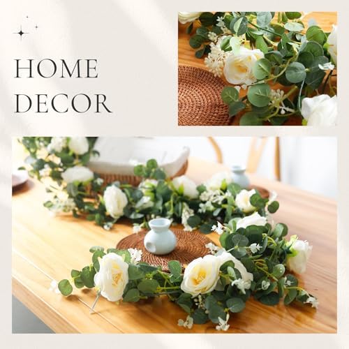 Der Rose 2Pcs 6.5FT Fake Floral Greenery Garland for Backdrop Wedding Decor - Image 5