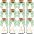 Ethisa Vintage 12 Pack Oh Baby Woodland Milk Glass Bottles with Ribbons and Stickers - Classy Baby Shower Favors for Guests and Table Centerpieces - Gender Neutral Eucalyptus Decoration - Safari Theme by Ethisa