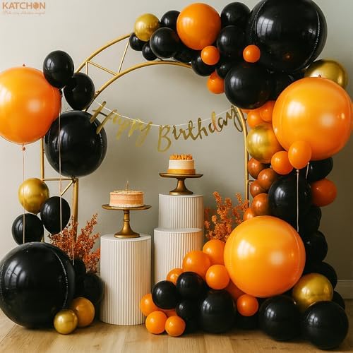 KatchOn Metallic Orange and Black Balloons - 22 Inch, Pack of 6 - Image 7