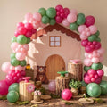 214 Pcs Pink Cartoon Bear Party Balloon Arch Kit with Cute Banner for Forest Birthday Baby Shower Woodland Party Celebrations Wooden House Picnic by Unknown