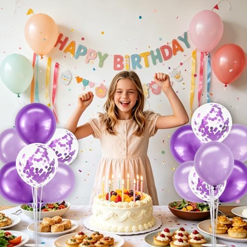 TONIFUL 4 Set Purple Balloon Stand Balloon Centerpiece for Table Decor - Image 5