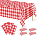 4Pack Plastic Table Cloth Ddisposable, 54" x 108" Table Cloth Rectangle Table, Waterproof Red and White Checkered Tablecloth, Outdoor Picnic Table Cover for Birthday Party Gathering Holiday Dinner by QZYL