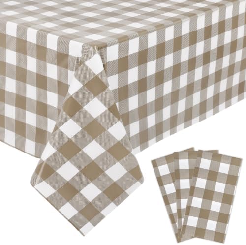 Kesfey Khaki Gingham Tablecloth Fall Brown Checkered Table Cover 3 Packs by kesfeyhigh-qualitygoods
