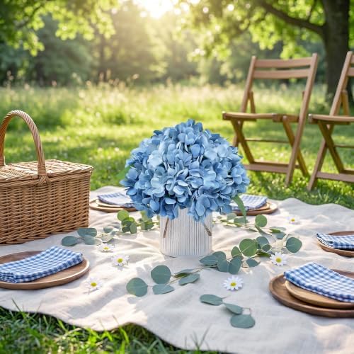 Set of 6 Artificial Flower Table Centerpieces (Dusty Blue, 6 X Flower Table Centerpieces) - Image 6