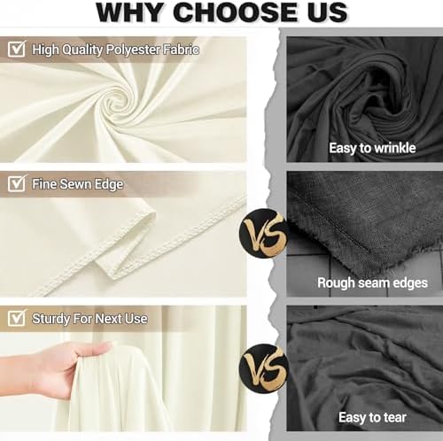 20x10ft Ivory Backdrop Curtain Panels for Parties - Wrinkle Free Polyester Photo Curtain Backdrop Wedding Back Drop Fabric Drapes for Party Decorations Background for Photography - Image 5