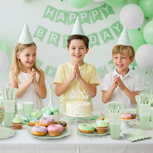 175 Pcs Sage Green Plates and Napkins Green Party Supplies Serve 25 Guest - Image 6