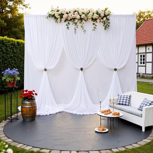 20×10ft White Backdrop Curtain for Weeding Parties, 2 Panels Large 10ft Wide Wrinkle-Free Full Fabric Drape for Baby Shower, Birthday Party Decorations, Photography Photo Booth Background - Image 6