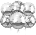 Silver Disco Round Foil Balloons Birthday Prom Decor 22 Inch 6 Pcs by vibzox
