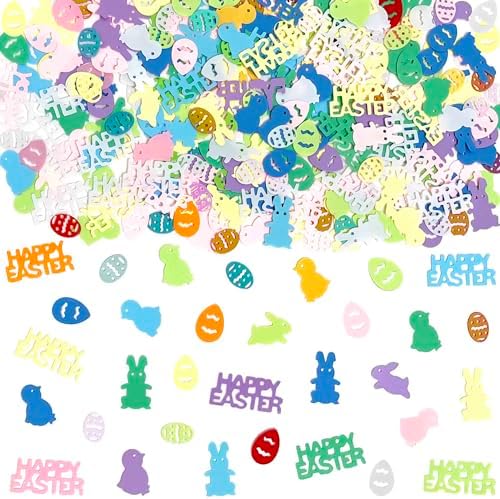 Easter Confetti Bunny Rabbit Egg Chicken Shape Table Scatters Confetti for Easter Decorations Birthday Party Bunny Party Sets by Unknown