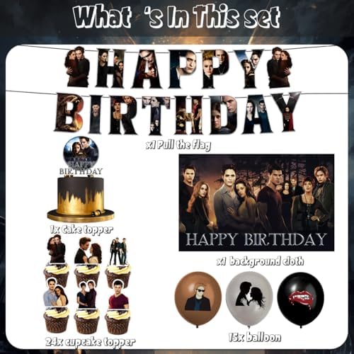 42Pack Saga of Twilight Party Supplies Pack Includes，Banner，Cake Topper，Blackdrop,Balloons for Saga of Twilight party Decoration - Image 2