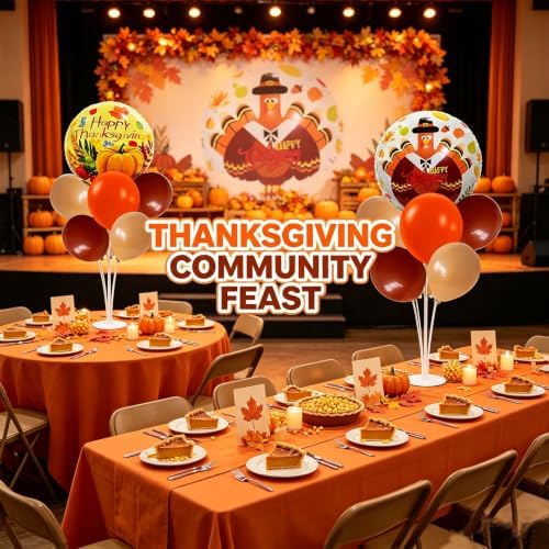 Thanksgiving Decorations, 4 Set Orange Brown Balloon Stand Kit - Image 4