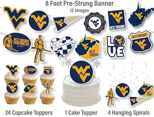 WVU Party Supplies West Virginia Decorations Mountaineers Party Decor 42 Pc - Image 3