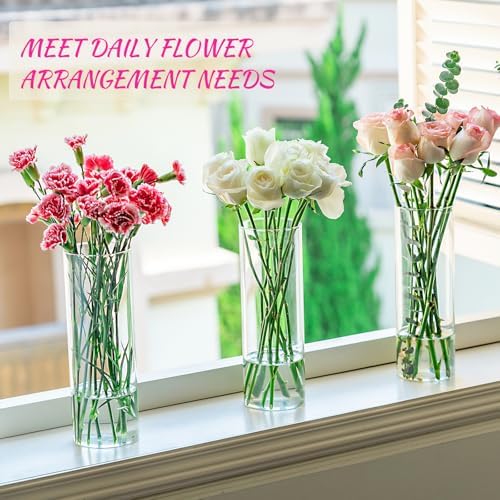7pcs Glass Cylinder Vases for Centerpieces - 10 Inch Tall Glass Vases for Flower, Clear Flower Vase Bulk Floating Candle Vase for Table Centerpiece Wedding Home Décor - Image 7
