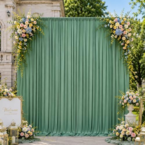 50ftx10ft Wrinkle Free Sage Green Backdrop Curtains for Parties, 10 Panels 5x10ft Silky Polyester Photo Backdrop Drapes Back Drop Cloth Drapery for Wedding Birthday Photography Background - Image 7