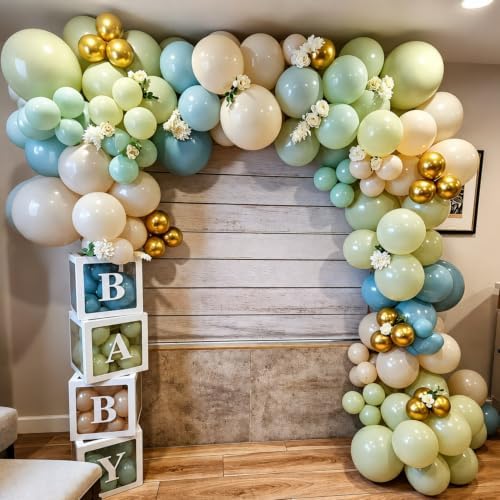 Dusty Blue Sage Green Balloons Arch Kit 139 PCs - Image 3