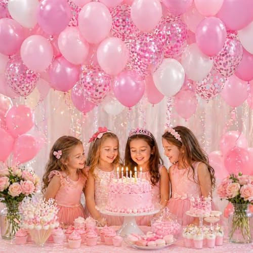 Balloons Pink and White, 60 Packs 12 Inch Light Pink White Balloons with Confetti Balloons for Birthday Party Decorations Girl Women, Wedding, Christening Baby Shower Party, Bridal Shower - Image 6