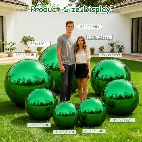 Green Inflatable Mirror Ball 19.7in, Reusable Hanging Mirror Balls Decor Shiny, PVC Large Event Decoration Disco Bubble for Holiday, Party, Wedding - Without Air Pump (1 Piece, 1.64ft) - Image 3