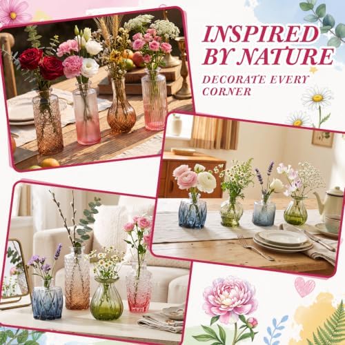 40 Pcs Colorful Glass Bud Vases for Fall Wedding, Vintage Multicolor - Image 6