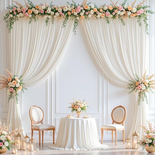 20x10ft Cream Backdrop Curtain Panels for Parties - Wrinkle Free Polyester Photo Curtain Backdrop Wedding Back Drop Fabric Drapes for Party Decorations Background for Photography - Image 7