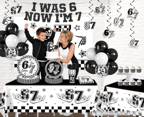 Xynic 189 Pcs Black 6 7 Birthday Decorations for Boys, Serves 25 - Image 3