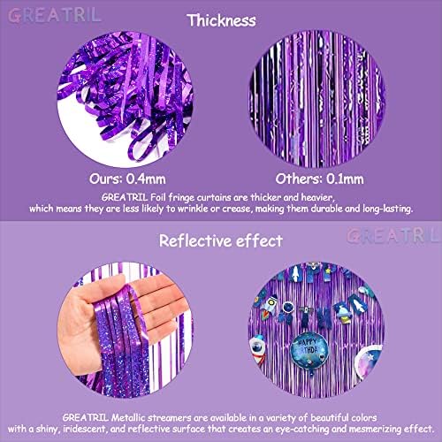 Purple Tinsel Curtain Party Backdrop - 3.2ft x 8.2ft - Pack of 2 - Image 4