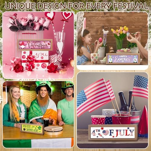 Barydat 25 Pcs Fall Decorations for Home Interchangeable Seasonal Wood Sign - Image 2