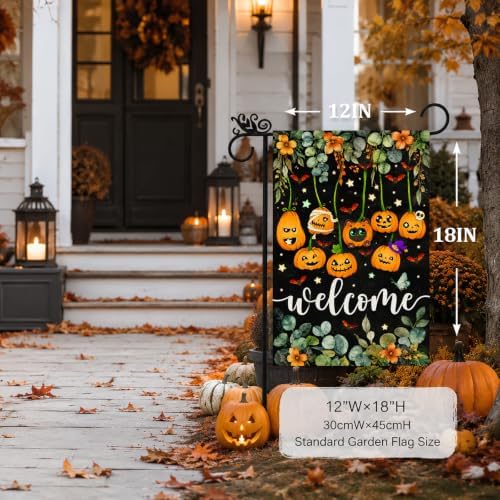 Halloween Garden Flag Welcome Pumpkin Black Cat Farmhouse Outdoor Decor - Image 3