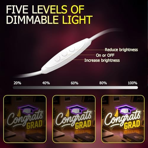 Congrats Grad Neon Sign Dimmable LED Graduation Party Wall Decor - Image 5