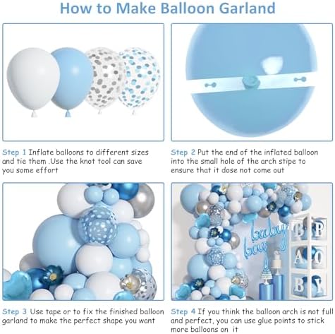 Amandir 137pcs Baby Blue Balloons Baby Shower Decorations for Boy - Image 3