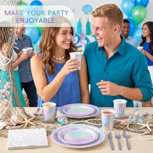 175 Pcs Iridescent Party Dinnerware Set, Serves 25 - Image 3