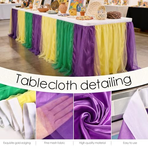 THARAHT Tulle Table Skirt 14FT 420CM Long for Rectangle Tables Round Tables Ruffle Desk Skirt for Princess Girls Birthday Party Cake Dessert Decorations Table Skirt - Image 3