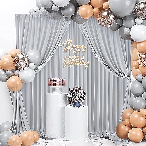 40ft x 10ft Wrinkle Free Silver Backdrop Curtains for Parties, 8 Panels 5x10ft Thick Fabric Silver Backdrop Drapes for Wedding Party Background Birthday Decoration - Image 5