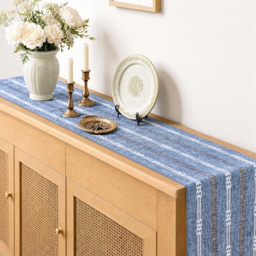 Rustic Linen Farmhouse Table Runner, Woven Boho Table Runner 13" × 90" - Image 7