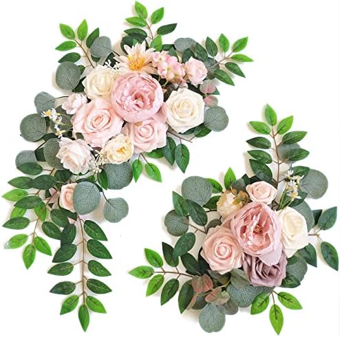 Faux Flower Swag Set of 2 for Wedding Welcome Signs Floral Swag Wedding Reception Ceremony Signs Decor (Pink) by Piklado