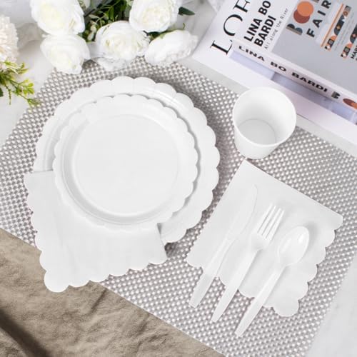 Vyntra 175 Pcs White Paper Plates and Napkins Party Supplies - Image 4
