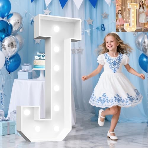 Pooqla 4 FT Marquee Letters, Light Up Letter J, Cool White and Warm White by Pooqla