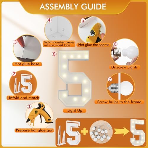 4FT Marquee Numbers, Large Light Up Numbers 5 for 5th Birthday Party Decor - Image 3